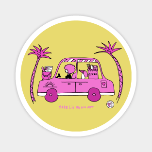 Pink holiday car Magnet